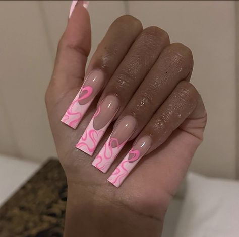 Nails Pink Black, Gel Nails French, Tapered Square Nails, Pointy Nails, Long Acrylic Nail Designs, Drip Nails, Nails Now, Colored Acrylic Nails, Simple Acrylic Nails