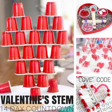 Countdown to Valentine's Day with 14 cool Valentines Day STEM activities, you can do!  A fun theme, simple ideas, and materials makes STEM fun for kids. Valentines Day Stem Activities, Valentines Day Stem, Ideas For Science Fair, Valentine Stem Activities, Valentine Stem, Simple Stem Activities, Science Valentines, Heart Art Projects, Stem Projects For Kids