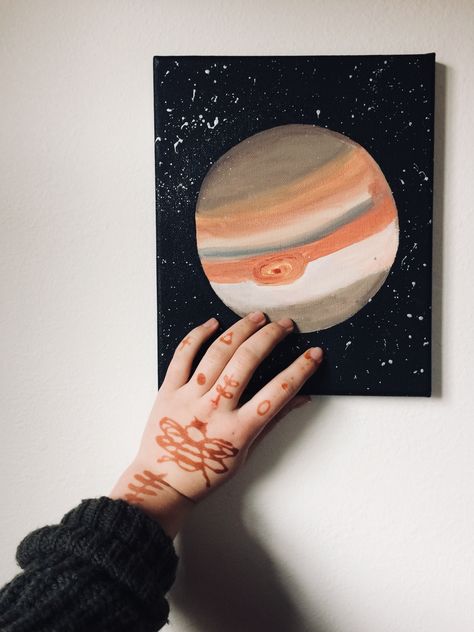 Simple Planet Painting, Jupiter Painting Easy, Jupiter Planet Painting, Jupiter Painting, Jupiter Drawing, Planet Painting, Planet Drawing, Abstract Art Diy, Planets Art