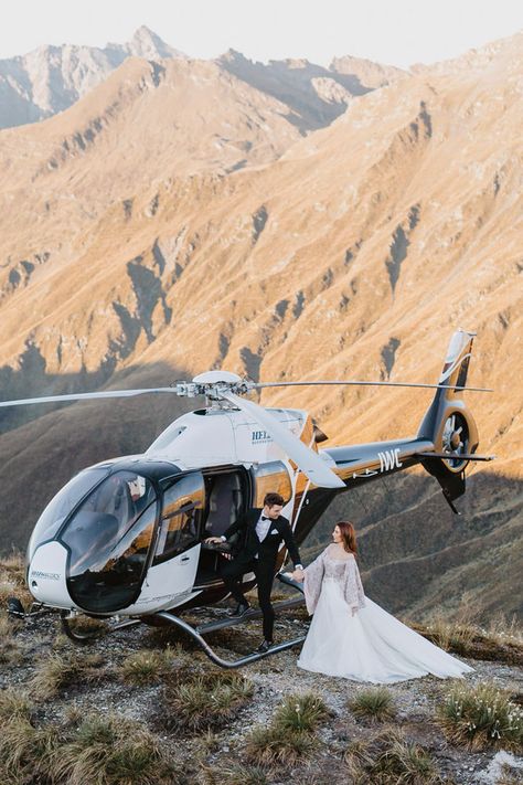 Helicopter Wedding, Glacier Wedding, Helicopter Elopement, Best Helicopter, Queenstown Wedding, Starry Night Wedding, Queenstown New Zealand, Engagement Poses, Bridal Shoot