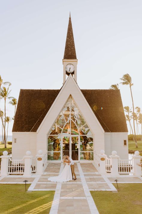 Chapel Grand Wailea Maui Hawaii Wedding Photographer Inspiration Resort Beach Elopement Photography Tropical Hawaii Wedding Chapel, Beach Chapel Wedding, Country Chapel Wedding, Elopement Chapel, Grand Wailea Maui, Wedding Chapel Ideas, Wailea Maui, Glass Chapel, Church Building Design