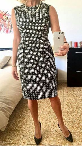 Black Pencil Dress Outfit, Jewel Neckline, Business Dresses, Work Outfits Women, African Fashion Dresses, Work Attire, Dress Suits, Pencil Dress, Simple Dresses