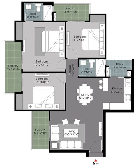 Small Modern House Plans, Two Story House Design, 2bhk House Plan, Bungalow Floor Plans, Indian House Plans, House Plans Mansion, Porch House Plans, Small House Elevation Design, House Floor Design