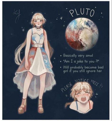 Pluto As A Human, Planets As Humans Art, Planets As People, Human Planets, Planet Drawing, Planet Art, Whimsical Art Journal, Super Powers Art, Planets Art