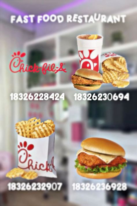 Chick Fil A Bloxburg Decal Codes, Chick Fil A Decal Bloxburg, Bloxburg Chick Fil A Decal Codes, Bloxburg Chick Fil A, Bloxburg Fast Food Decal Codes, Bloxburg School Decal Codes, Town Decals, Town Bloxburg, Build Bloxburg