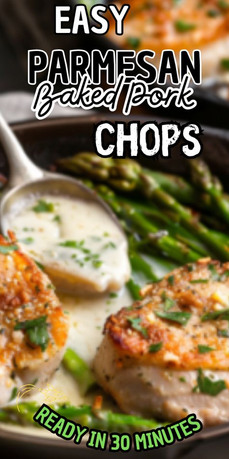 Baked Garlic Parmesan Pork Chops, Parmesan Baked Pork Chops Recipes, Parmesan Pork Chops Baked, Pork Chop Recipes Parmesan Crusted, Pork Chop Parmesan, Parmesean Pork Chops, Oven Bakedporkchops, Parmesan Baked Pork Chops, Parmesean Crusted Pork Chops