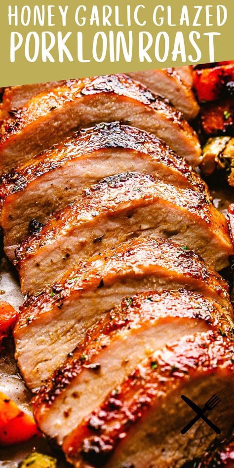 Honey Garlic Glazed Pork Loin, Glazed Pork Loin, Roasted Pork Loin, Pork Loin Recipe, Pork Loin Roast Recipes, Glazed Pork, Pork Roast Recipes, Pork Loin Recipes, Pork Glaze