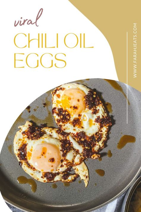 viral chili oil eggs with runny yolk Chili Oil Eggs, Hot Chili Oil, Chili Oil Recipe, Homemade Chili, Fried Eggs, Quick Meal, Chili Oil, How To Cook Eggs, White Rice