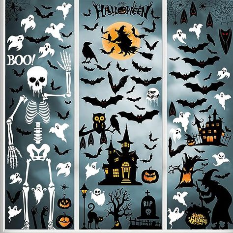 Amazon.com: Halloween Window Clings, Halloween Window Stickers Decorations, 8 Sheet Double-Side Removable Decals for Halloween Party Décor…… : Home & Kitchen Halloween Window Decals, Halloween Windows, Halloween Window Clings, Thanksgiving Party Decorations, Halloween Window Decorations, Haunted House Decorations, Window Decorations, Halloween Window, Halloween Silhouettes