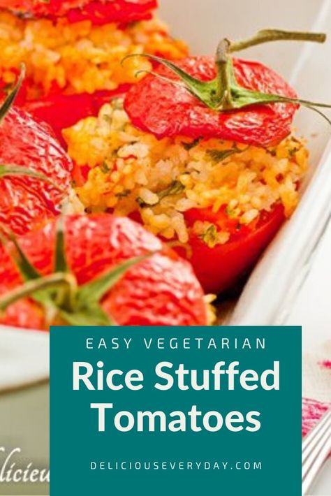 Stuffed Tomato, Vegetarian Rice, Fall Eats, Tomato Recipe, Eggplant Zucchini, Everyday Italian, Stuffed Tomatoes, Tomato Rice, Large Family Meals