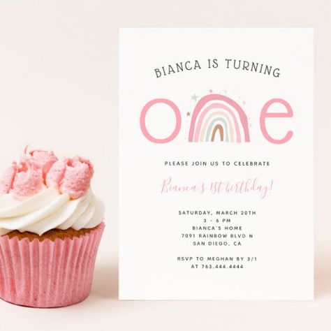 1st Birthday Invitations & Invitation Templates | Zazzle Rainbow 1st Birthday Party, Rainbow 1st Birthday, Magical Party, Rainbow Birthday Invitations, 80th Birthday Invitations, Birthday Party Design, 1st Birthday Party Invitations, Birthday Party Invitation Templates, Rainbow Theme