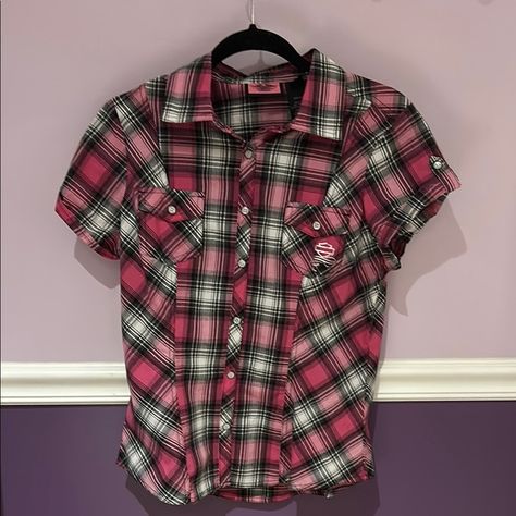 Pink Plaid Women Shirt Pink Plaid Shirt, Women Shirt, Pink Plaid, Plaid Shirt, Shirt Shop, Harley Davidson, Womens Shirts, Plaid, For Kids