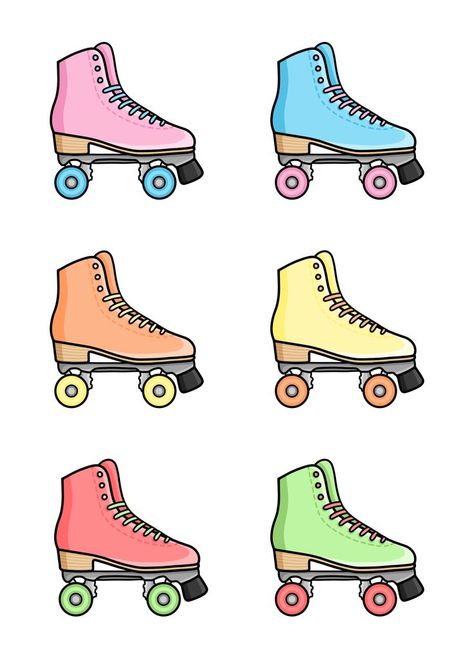 Roller Skating Illustration, Skating Illustration, Bff Sleepover, Filler Tattoo, Skate Stickers, 80s Vibes, Tattoo Design Book, Bullet Journal Themes, Journal Themes