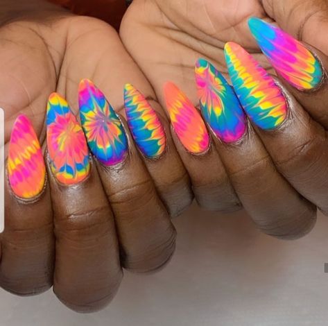 Lexi Nails, King B, Neon Nail Designs, Dark Nail, Watermelon Nails, Hippie Nails, Tie Dye Nails, Cool Winter, Cute Nail Art Designs