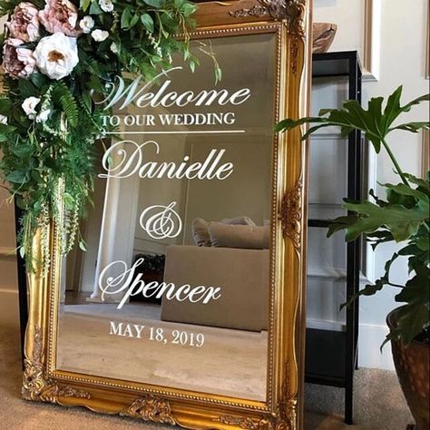 Wedding Welcome Mirror, Welcome Mirror, Mirror Vinyl, Wedding Mirror, Floor Stickers, Welcome To Our Wedding, Wedding Welcome Signs, Wedding Art, Wedding Sign