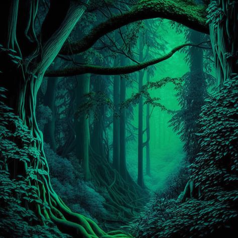 emerald forest Sieglinde Sullivan, Rh Dorm, Emerald Forest, Forest Waterfall, H Hotel, Fantasy Forest, Green Aesthetic, Deep Green, Atlantis