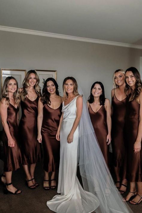 Dark Brown Bridesmaid Dresses, Chocolate Brown Bridesmaids, Chocolate Brown Bridesmaid Dresses, Chocolate Brown Bridesmaid Dress, Slip Bridesmaids Dresses, Tan Bridesmaids, Chocolate Bridesmaid Dresses, Tan Bridesmaid Dresses, Brown Wedding Themes