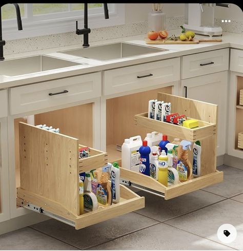 Sliding Shelf, Cabinet For Kitchen, Under Sink Organizer, Under Kitchen Sink, Pull Out Cabinet, Kitchen Cabinet Inspiration, Cabinet Inspiration, Kitchen Sink Storage, Kitchen Sink Design