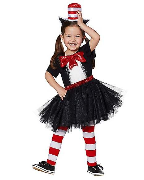 Toddler Cat In The Hat Dress Costume - Dr. Seuss - Spirithalloween.com Cat In The Hat Costume, Dr Seuss Costumes, Tutu Dress Costumes, Hat Outfits, Dr. Seuss, Popular Costumes, Dr Seuss Day, Book Week Costume, Storybook Characters