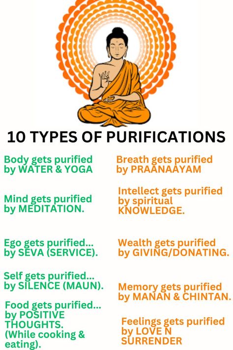 TYPES OF PURIFICATIONS Body Purification, Selfless Service, Water Yoga, Buddha Teachings, Feeling Positive, Pranayama, Self Healing, Spiritual Healing, Spiritual Awakening