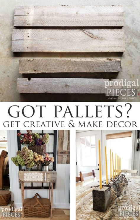 Create your own home story & make decor. Upcycled pallet farmhouse decor is easy & fun! DIY details by Larissa of Prodigal Pieces at prodigalpieces.com #prodigalpieces #diy #farmhouse #home #homedecor Diy Pallet Farmhouse Decor, Easy Pallet Projects Diy Simple, Farmhouse Pallet Projects, What To Make With Pallets, Old Pallets Diy Ideas, Pallet Diy Decoration Ideas, Diy Pallet Projects Easy Home Decor, Pallet Home Decor Diy, Wooden Home Decor Ideas