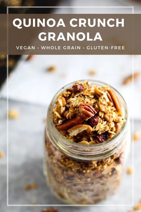 Quinoa Crunch Granola - Cheerful Choices Food and Nutrition Blog Crunchy Quinoa, Quinoa Crunch, Healthy Cravings, Quinoa Granola, Healthy Breakfast Choices, Yogurt Parfaits, Quinoa Recipe, Granola Recipe Homemade, Nutrition Month