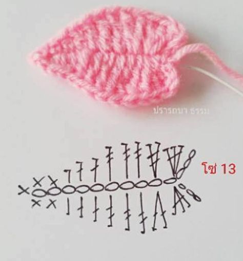 Projek Menjahit, Crochet Leaf Patterns, Crochet Stitches Diagram, Confection Au Crochet, Crochet Flowers Free Pattern, Crochet Plant, Crochet Leaves, Crochet Simple, Pola Sulam