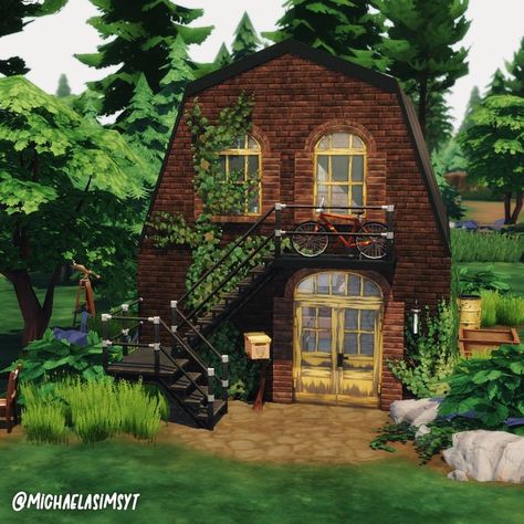 Weird Sims 4 Builds, Sims 4 Artist House, Ts4 Werewolf Cc, Sims 4 Spellcaster House, Cottage Layout, Sims4 Builds, Werewolf Games, Sims 4 Cottage, Factory House