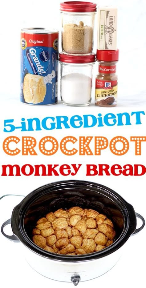 Recipe With Canned Biscuits, Crockpot Monkey Bread, Easy Crockpot Breakfast, Biscuits Recipe Easy, Weekend Recipes, Monkey Bread Recipe, Easy Biscuit Recipe, Crockpot Dessert Recipes, Crock Pot Desserts