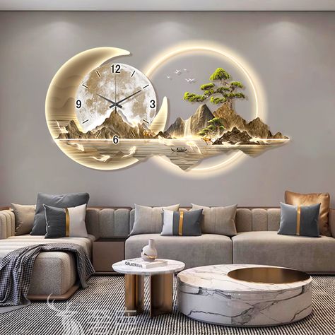 Silent Aesthetic, Simple Restaurant, Watch Aesthetic, Wall Clock Luxury, Nordic Fashion, Nordic Restaurant, Aesthetic Creative, Large Wall Clock Modern, Indoor Water Garden