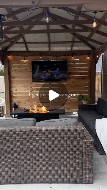 Vanessa Pulido on Instagram: "Endless DIY projects so we can get JOMO and staying home 🤣😍 this privacy wall was such a game changer! It added such a cool vibe to our patio and now we can enjoy movies outside with the fire! All about the vibes baby!!
.
#outdoorpatios #patiovibes #patiodecor #outdoordiy #outdoorprojects" Costco Gazebo, Porch Privacy, Diy Gazebo, Privacy Wall, Patio Privacy, Rooftop Terrace Design, Privacy Walls, Terrace Design, Patio Decorating