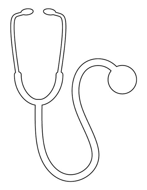 Stethoscope pattern. Use the printable outline for crafts, creating stencils, scrapbooking, and more. Free PDF template to download and print at http://patternuniverse.com/download/stethoscope-pattern/ Stethoscope Printable, Doctor Template, Nurse Template, Doctor Craft, Nurse Crafts, Printable Outline, Tårta Design, Nurse Party, People Who Help Us