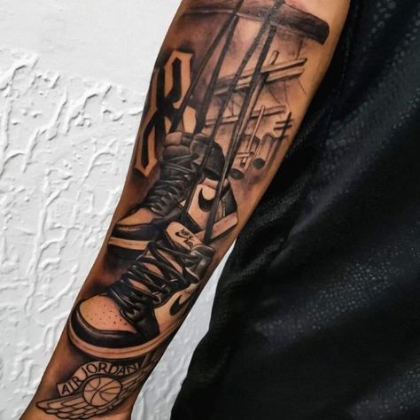 Westcoast Tattoo Ideas, Hex Tattoo, Sneaker Tattoo, Louisiana Tattoo, Jordan Tattoo, Hip Hop Tattoo, Basketball Tattoos, Houston Tattoos, Black Men Tattoos