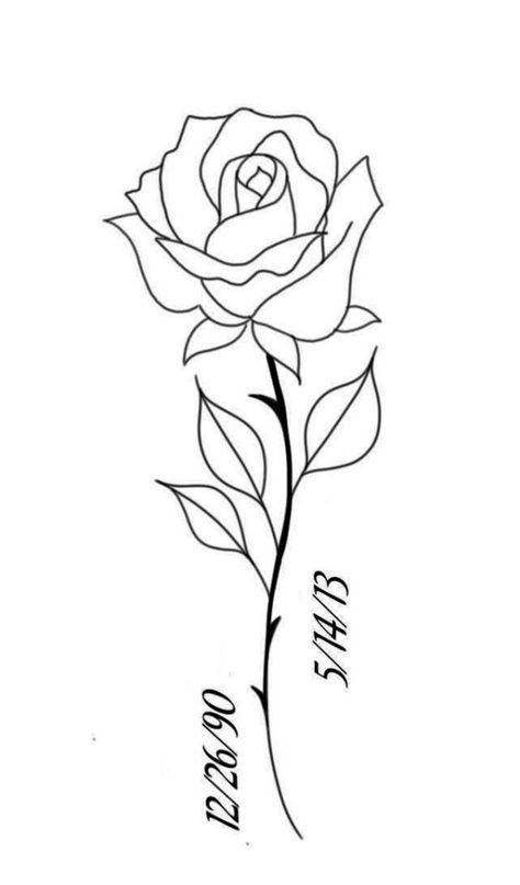 Rose Tattoo Stencil Outline Men, Easy Thigh Tattoos Stencil, Rose With Stem Tattoo Stencil, Female Tattoo Stencils, Rose Tattoo Template, Rose Tattoo Stencils, Rose Tattoo Stencil Outline, Rose Stencil Tattoo, Rose Stem Tattoo