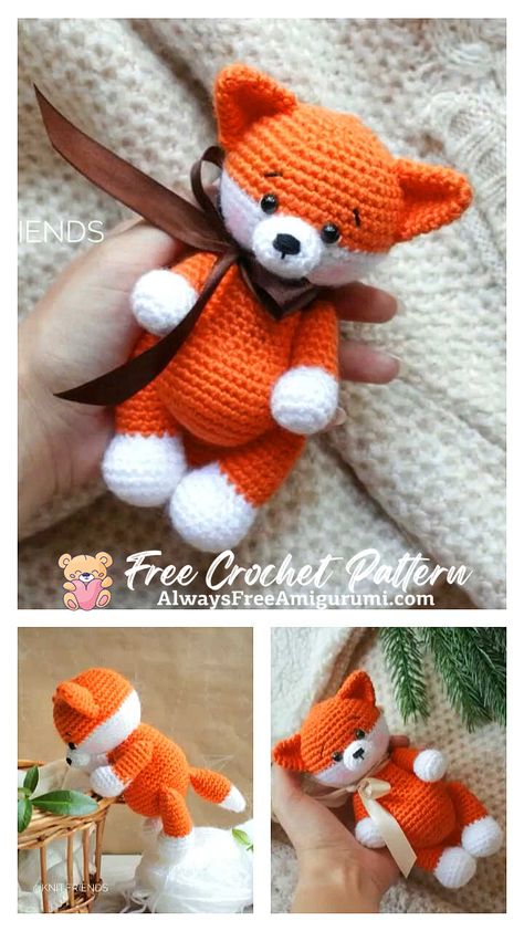 Fox Free Pattern, Crochet Fox Pattern Free, Amigurumi Fox Pattern, Free Amigurumi Crochet Patterns, Crocheted Fox Pattern, Amigurumi Fox, Crochet Toys Free, Baby Crochet Patterns Free, Pola Amigurumi