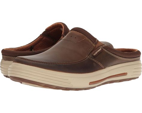 SKECHERS Classic Fit Porter - Vamen | Zappos.com Skechers Mens Shoes, Mens Slip On Shoes, Mens Skechers, Mule Sneakers, Shoes Brown, Skechers Shoes, Clogs Shoes, Mens Fashion Shoes, Signature Logo