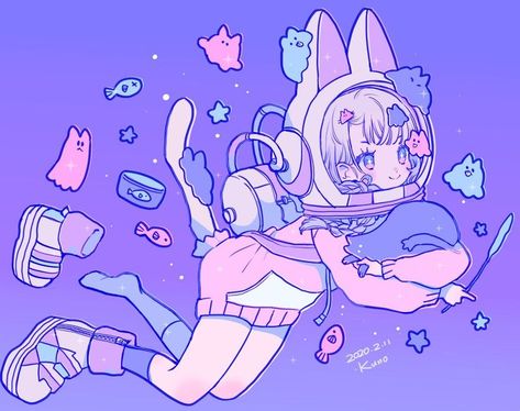 Arte Do Kawaii, 캐릭터 드로잉, Space Suit, 영감을 주는 캐릭터, Cute Art Styles, Pastel Art, Kawaii Drawings, Kawaii Art, الرسومات اللطيفة