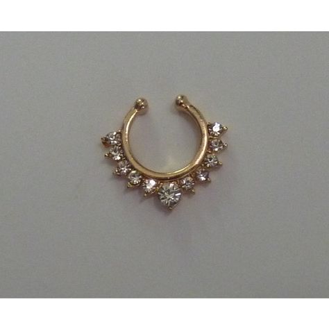 Gold Fake septum ring, gold crystal fake septum ring, gold fake nose... ($7.10) ❤ liked on Polyvore featuring jewelry, yellow gold jewelry, crystal jewelry, imitation gold jewelry, gold jewellery and imitation jewelry Nose Ring Designs, Gold Septum Ring, Fake Septum Ring, Nose Ring Gold, Gold Septum, Fake Nose Ring, Nose Ring Jewelry, Moissanite Engagement Ring Rose Gold, Rose Gold Diamond Ring Engagement