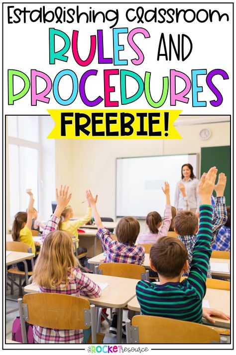 Before the first days of school, its important to think about and plan how you want your classroom to look, feel, and run. Get 5 tips for establishing your classroom rules and procedures in this blog post. Also get a FREE classroom procedures planning page! First Day Of School Procedures, First Grade Rules, Classroom Rules And Procedures, Harry Wong, Routines And Procedures, School Procedures, Teaching Rules, First Days Of School, Classroom Routines And Procedures