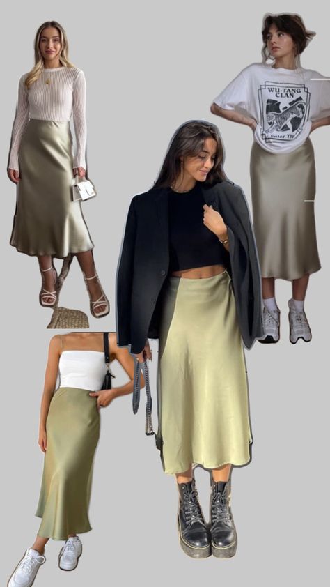 Silk Skirt Outfit Summer, London Outfit Ideas, Silk Skirt Outfit, Spring Skirt Outfits, Skirt Outfit Summer, Best Winter Outfits, Europe Outfits, Neue Outfits, Fashion Mistakes