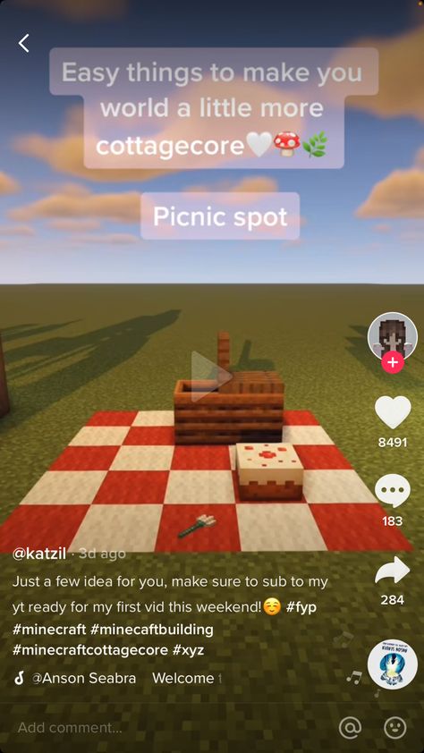 Picnic Spot Minecraft, Minecraft Picnic Spot, Aesthetic Minecraft Build, Minecraft Picnic, Minecraft Nature, Cottage Core Minecraft, Minecraft Heart, Aesthetic Minecraft Builds, Mc House