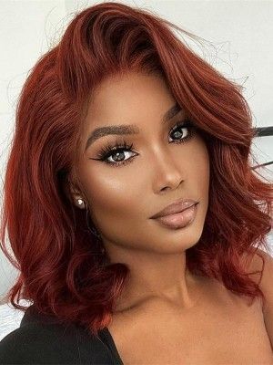 Highlights For Fall, Hair Color For Dark Skin, Copper Highlights, Ginger Hair Color, Short Sassy Hair, Copper Hair Color, Hair Color Auburn, Auburn Hair, Front Lace Wigs Human Hair