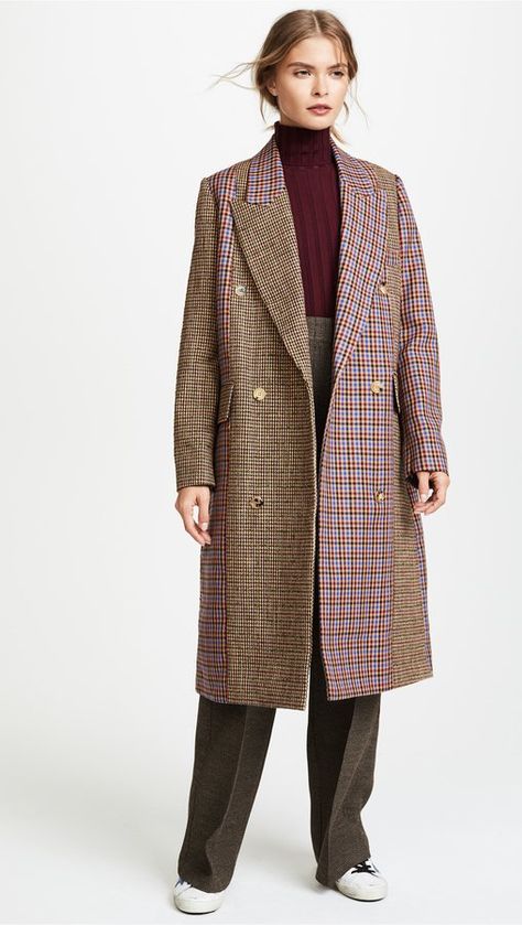 Tweed Coats, High Class Fashion, Checked Coat, Check Coat, Fitted Coat, Coat Outfit, Sleeves Designs For Dresses, Denim Crafts, Tweed Coat