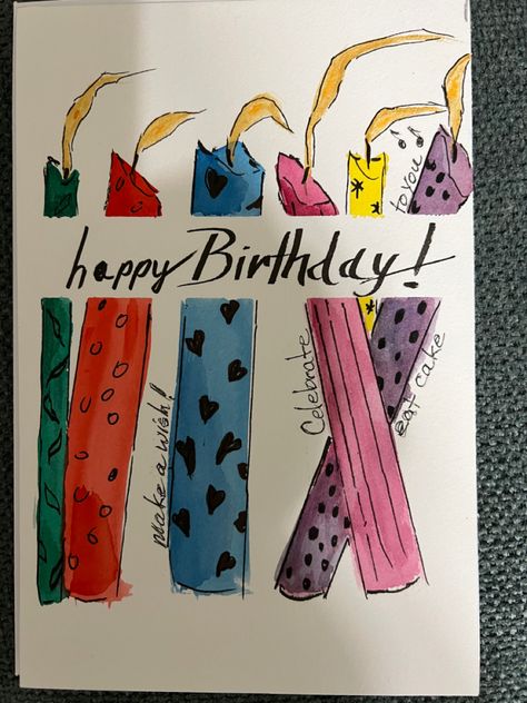 Various colored candles in watercolor with ink outline Watercolor Birthday Candles, Watercolor Candles, Watercolor Birthday Card, Birthday Candle Card, Watercolor Birthday Cards, Candle Cards, Watercolor Birthday, Sunday School Crafts, Bible Crafts