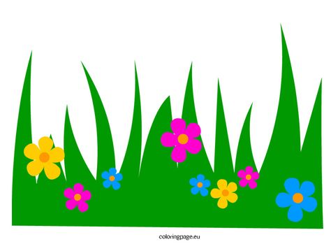 field-grass-4 Grass With Flowers, Grass And Flowers, Flower Fence, Grass Design, Teacher Classroom Decorations, School Wall Art, Spring Coloring Pages, Paper Flowers Craft, Clip Art Borders