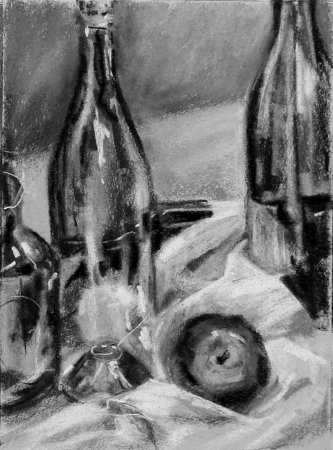 Charcoal Observational Drawing, Charcoal Drawing Inspiration, Charcoal Art Still Life, Carbon Drawings, Charcoal Impressionism, Charcoal Still Life Drawing, Charcoal Food, Charcoal Still Life, Charcoal Drawing Ideas