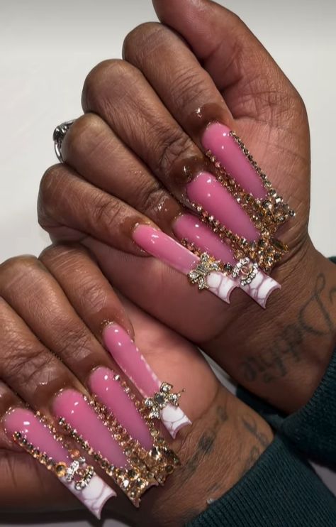 Virgo Nails Designs, Extra Long Nails, Punk Nails, Long Acrylic Nail Designs, Duck Nails, Hard Nails, Drip Nails, Nails Design With Rhinestones, Colored Acrylic Nails