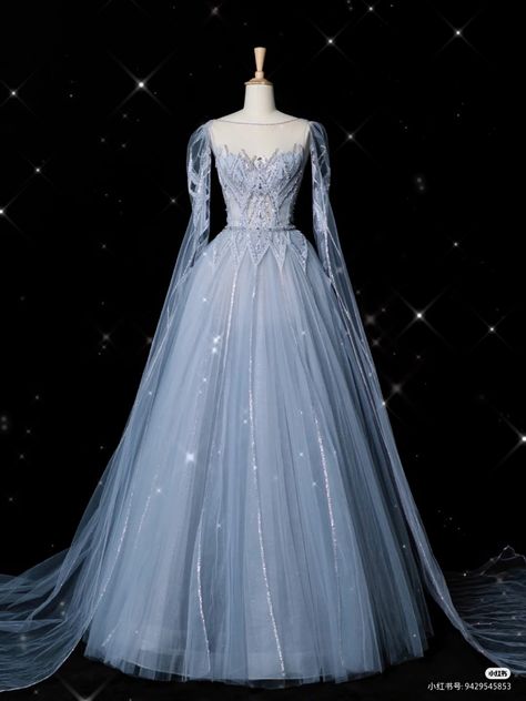 Ice Queen Ball Gown, Starry Night Gown Prom Dresses, Starry Night Gown, Bianca Core, Elvish Wedding, Snow Dress, Ice Dresses, Dress Design Sketches, Barbie Fashionista