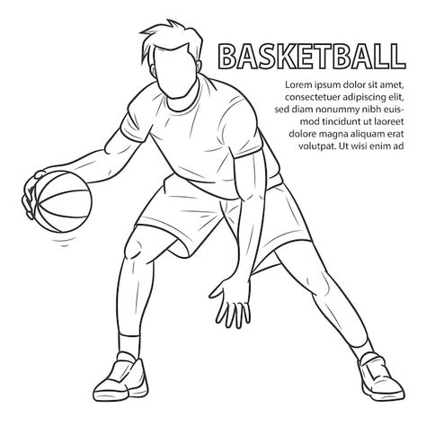 Basketball Players Drawing, Basketball Drawing Ideas, Basketball Drawings Easy, Drawing Ideas Basketball, Basketball Poses Drawing, Basketball Drawings Sketches, Playing Basketball Drawing, Bounce Drawing, Sport Drawing Ideas Art