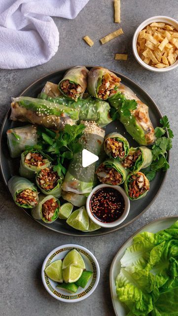 Ashley 🇵🇭 Vegan Recipes | these lettuce wrap summer rolls are the perfect combination of my two favorite summer recipes 🤝 they’re everything you love about  l... | Instagram Healthy Spring Roll Recipes, Summer Rolls With Chicken, Spring Roll Healthy Recipe, Spring Rolls Healthy Easy, Lettuce Wrap Summer Rolls, Asian Summer Rolls, Summer Roll, Vietnamese Spring Rolls, Drunken Noodles